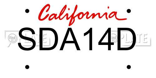 SDA14D California License Plate