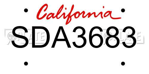SDA3683 California License Plate