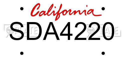 SDA4220 California License Plate