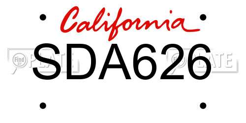 SDA626 California License Plate