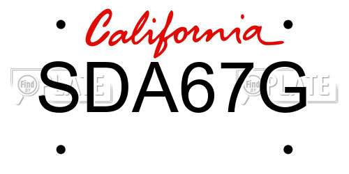 SDA67G California License Plate