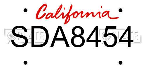 SDA8454 California License Plate