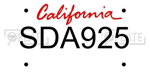 SDA925 California License Plate