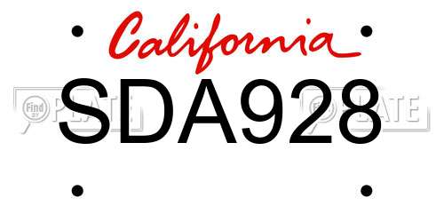 SDA928 California License Plate