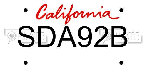 SDA92B California License Plate