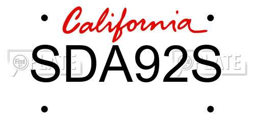 SDA92S California License Plate