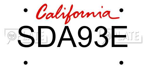 SDA93E California License Plate