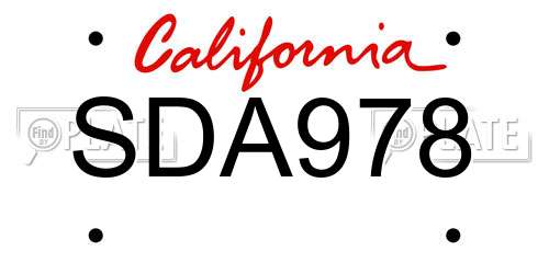 SDA978 California License Plate