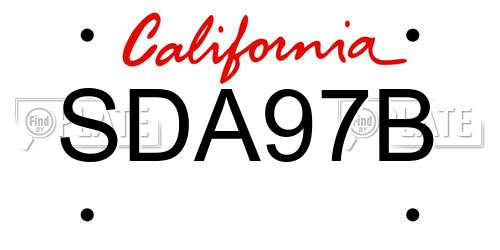SDA97B California License Plate