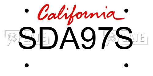 SDA97S California License Plate