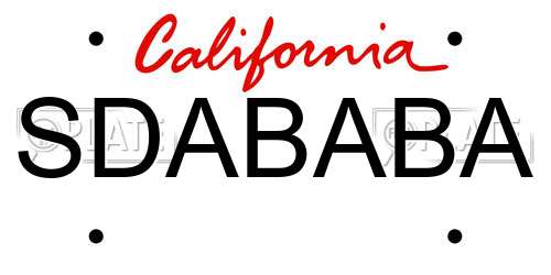 SDABABA California License Plate