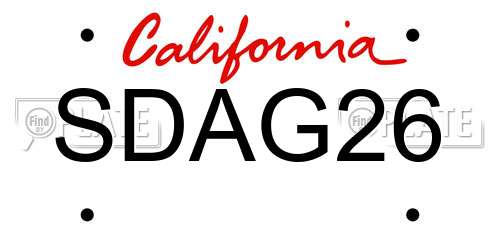 SDAG26 California License Plate