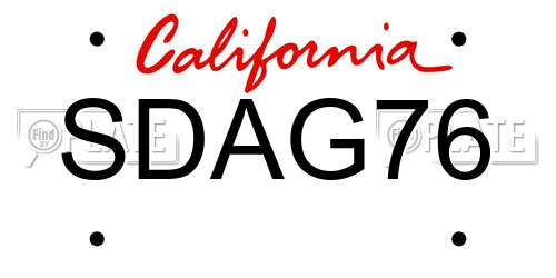 SDAG76 California License Plate