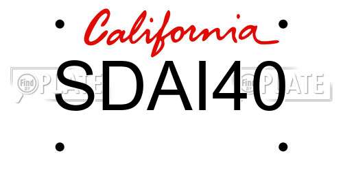 SDAI40 California License Plate