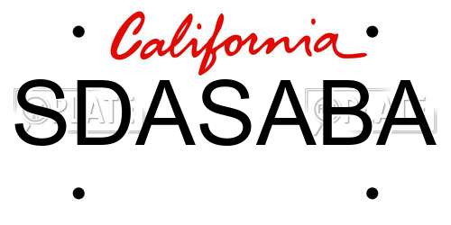 SDASABA California License Plate