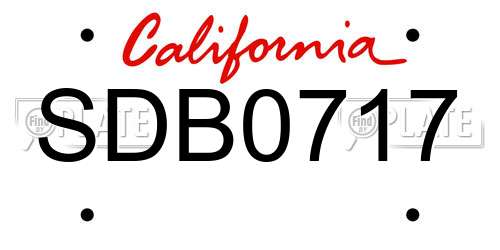 SDB0717 California License Plate