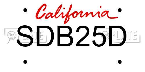SDB25D California License Plate