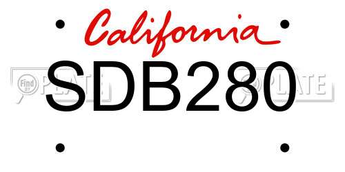 SDB280 California License Plate