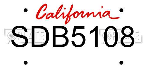 SDB5108 California License Plate
