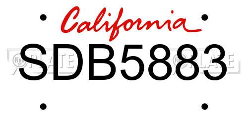 SDB5883 California License Plate