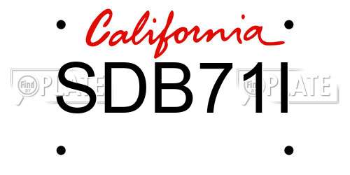 SDB71I California License Plate