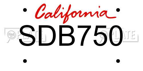 SDB750 California License Plate