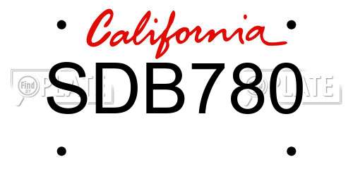 SDB780 California License Plate