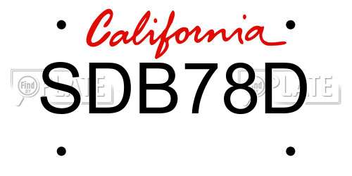 SDB78D California License Plate
