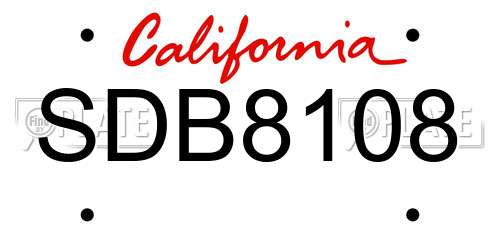 SDB8108 California License Plate