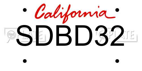 SDBD32 California License Plate