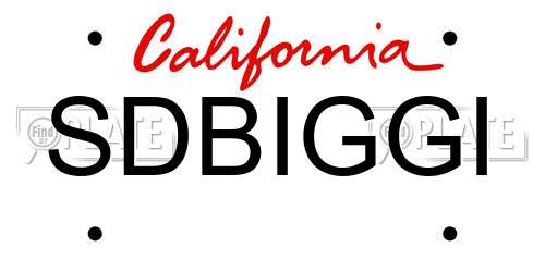 SDBIGGI California License Plate