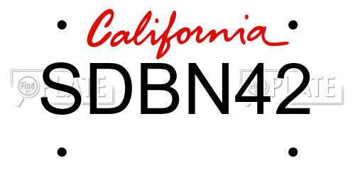 SDBN42 California License Plate