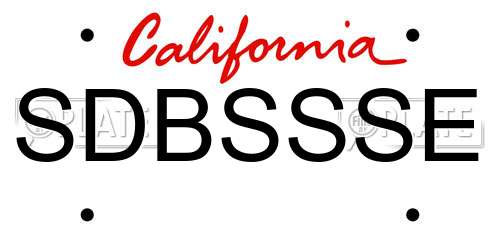 SDBSSSE California License Plate