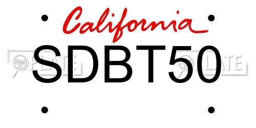 SDBT50 California License Plate
