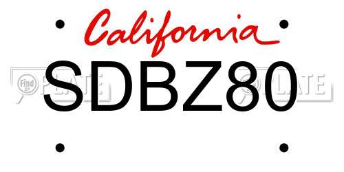 SDBZ80 California License Plate