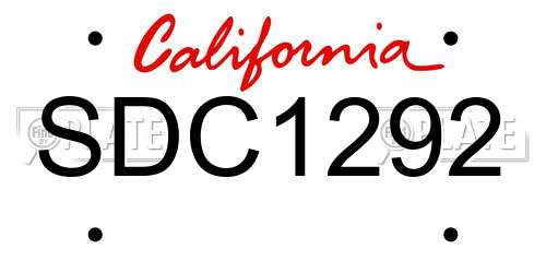 SDC1292 California License Plate
