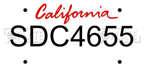 SDC4655 California License Plate