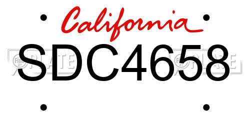 SDC4658 California License Plate