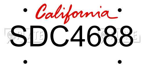 SDC4688 California License Plate