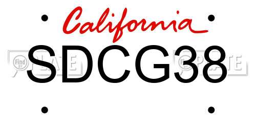 SDCG38 California License Plate