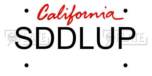 SDDLUP California License Plate