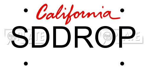 SDDROP California License Plate