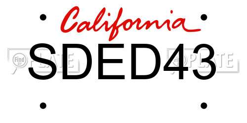 SDED43 California License Plate