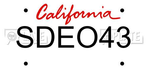 SDEO43 California License Plate
