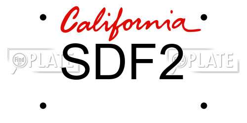 SDF2 California License Plate