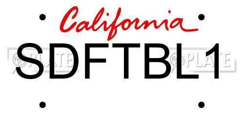 SDFTBL1 California License Plate