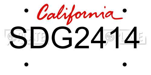 SDG2414 California License Plate