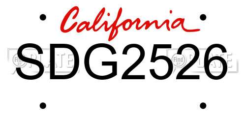 SDG2526 California License Plate
