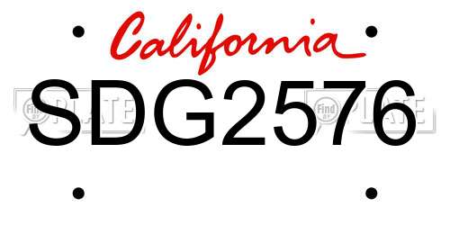 SDG2576 California License Plate