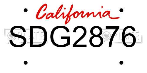 SDG2876 California License Plate